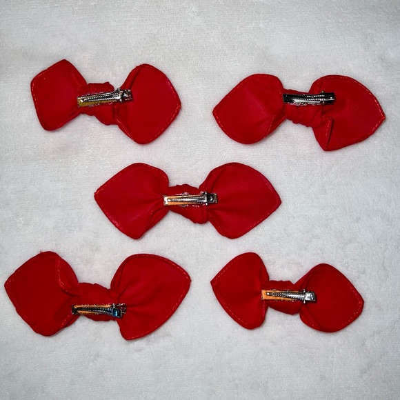 Solid Red Rockabilly Bandana Knotted Hair Bow - Picture 10 of 11